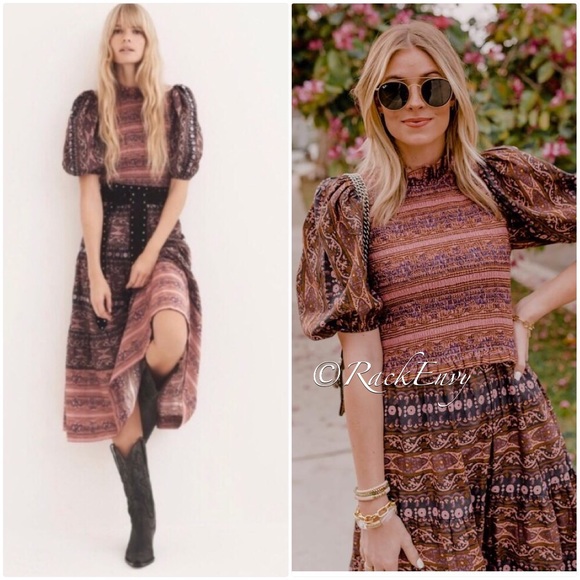 Nwt Anthropologie Bethanne Smocked Maxi 